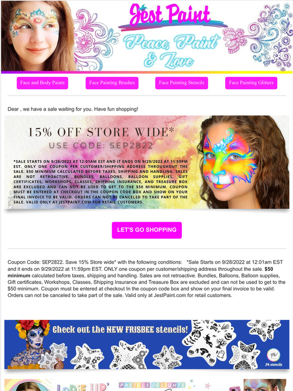 jestpaint Starting tomorrow SALE! 🤑 15 OFF STORE WIDE! + New Frisbee