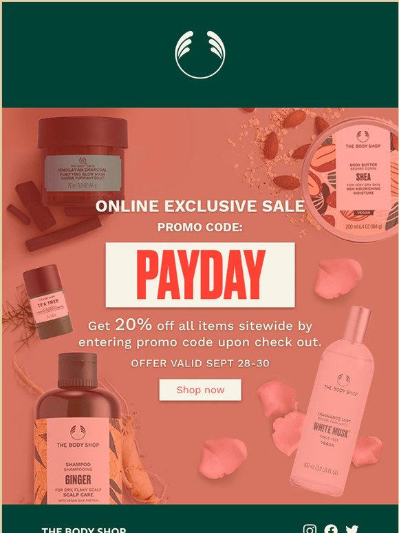 🥳 Yey! It's PayDay SALE at THE BODY SHOP Online! 🤩