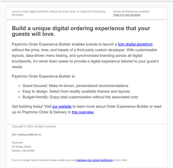 Affordable, Agile, Adaptable: Paytronix Order Experience Builder is Here.