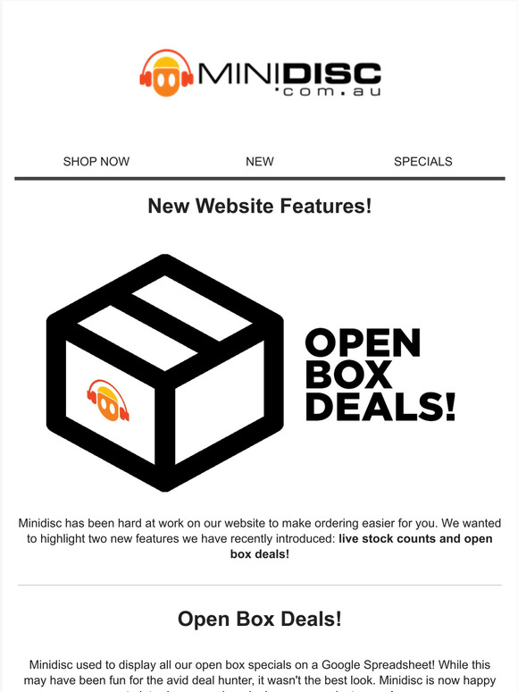 New Features: Live Stock and Open Box Deals!