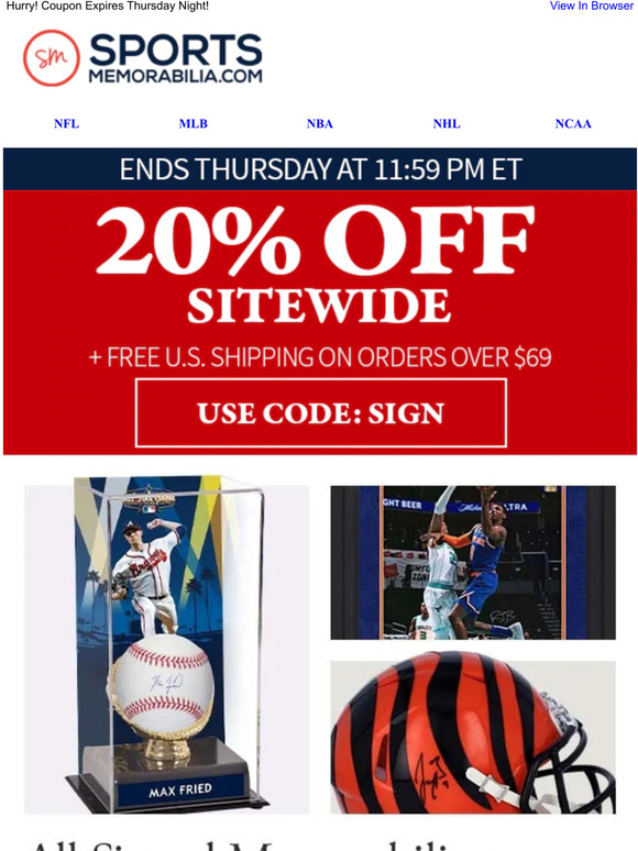 Sports Memorabilia The Ultimate Memorabilia Is Up To 20 Off! Milled