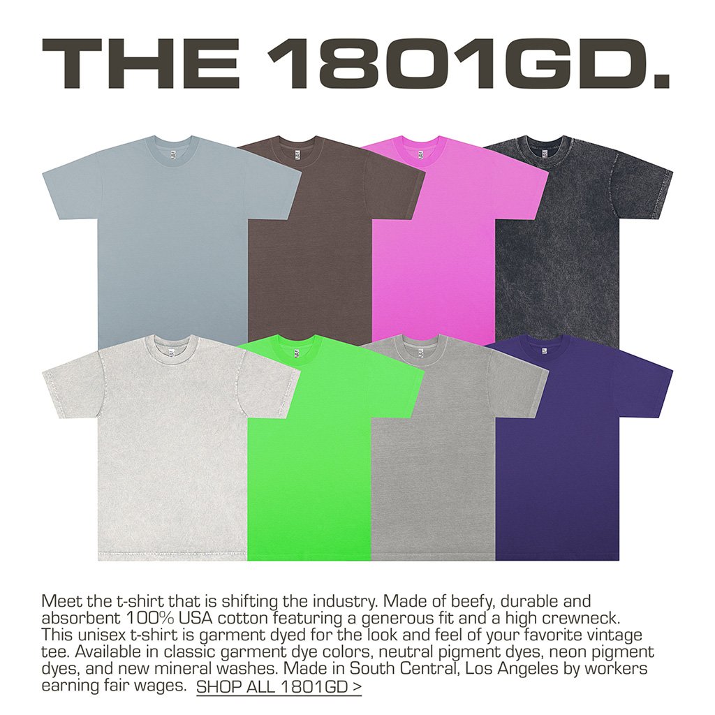 Los Angeles Apparel 1801GD Garment Dye Crew Neck T-Shirt - Mock It