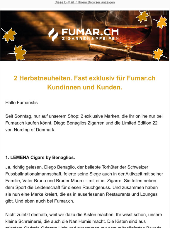 Fumar.ch – 2 Herbstneuheiten. Fast exklusiv für Fumar.ch.