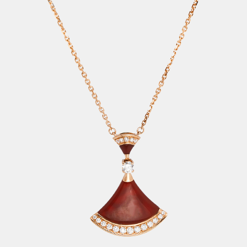 Divas' Dream Carnelian Diamond 18K Rose Gold Pendant Necklace