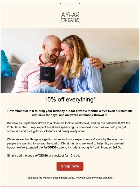 15% off EVERYTHING