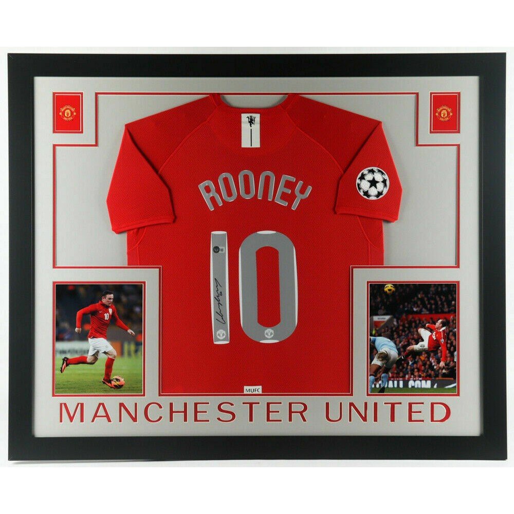Wayne Rooney Autographed Signed Framed Manchester Untied Champions League 07-08 Jersey (Beckett)