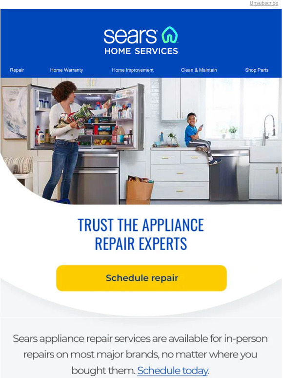 Sears Book a Sears pro to repair that broken appliance Milled