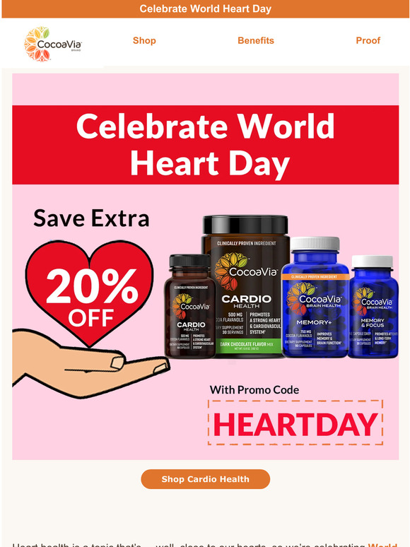 World Heart Day is Sept. 29 — make it count with CocoaVia™ Cardio Health