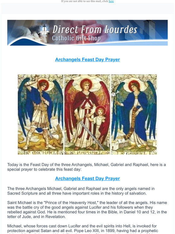 catholic gift shop ltd Prayer for the Feast of the Archangels Milled