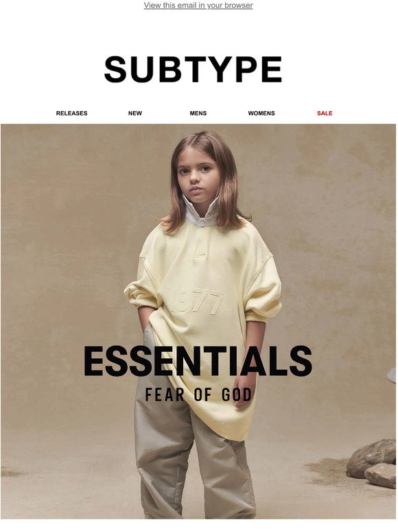 Subtype Curated Collection Subtype: Fear Of God ESSENTIALS Fall 2022 Collection at SUBTYPE | Milled