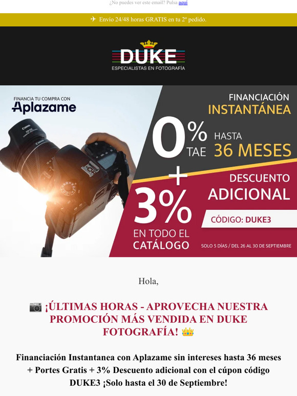 Últimas horas - Financiación 36 meses sin inetreses + 3% dto adicional