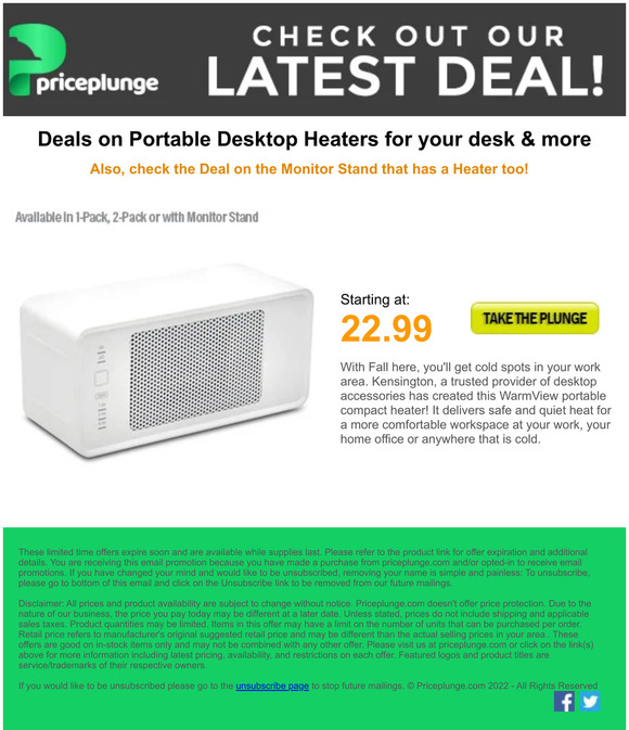 Save on these Portable Desktop Heaters for your desk & more