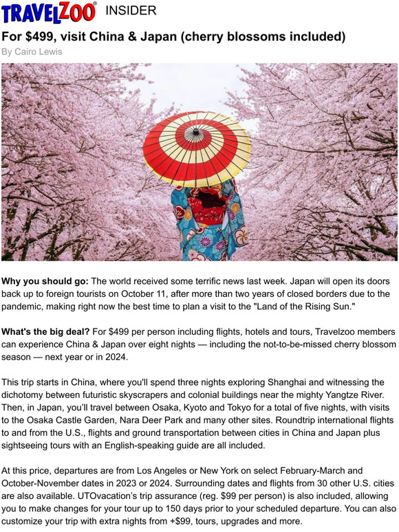Travelzoo For 499, visit China & Japan (cherry blossoms included