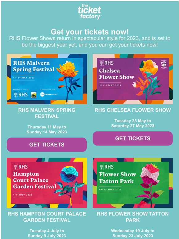 The Ticket Factory RHS Flower Shows 2023 🎫 • On sale now! Milled