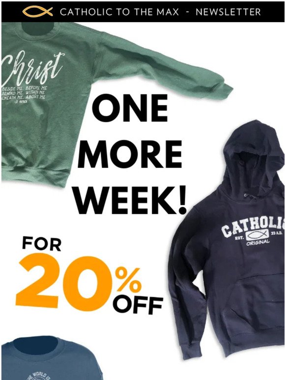 20% OFF Catholic Hoodies & Crewnecks!