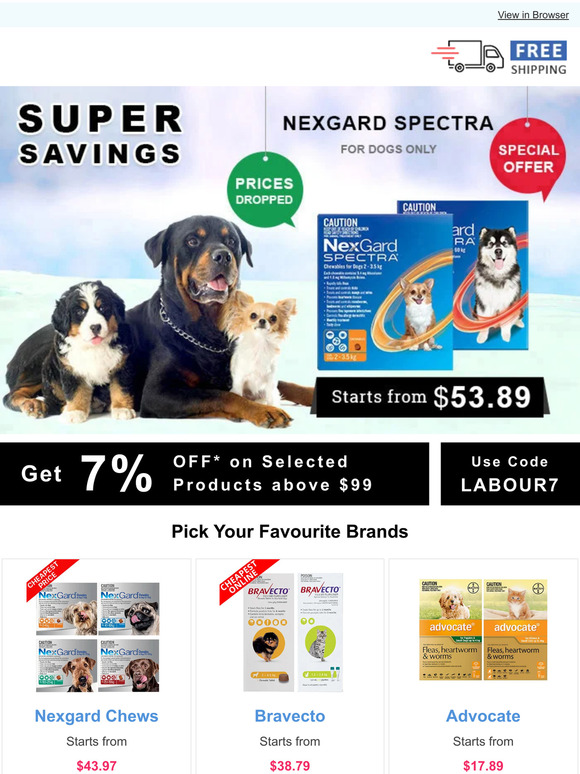 Nexgard Spectra Sale | Free Shipping on Everything.