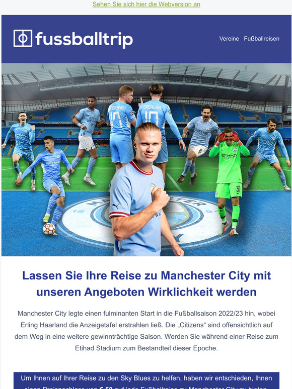 Sonderangebote für Fußballreisen zu Manchester City