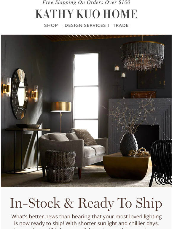 Kathy Kuo Home Friday Night Lights InStock Moody Lighting 🖤 Milled