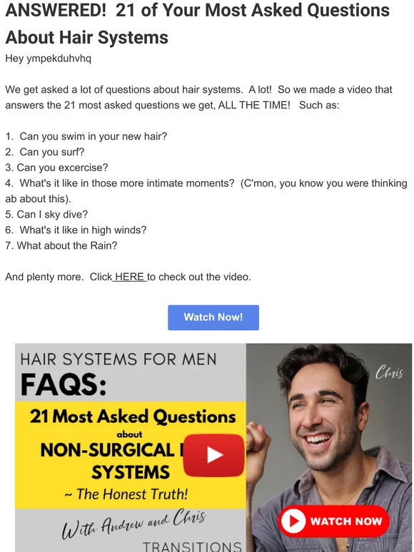 The Ultimate FAQ's about Hair Systems - New Video