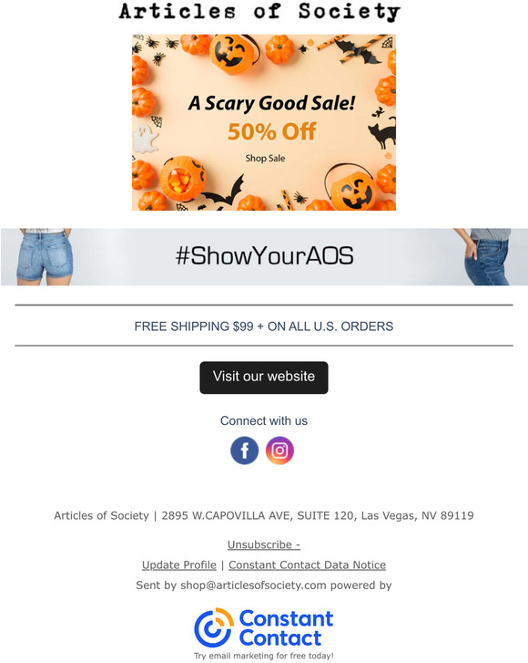 Articles of Society 50% Off Sale - While Supplies Last !