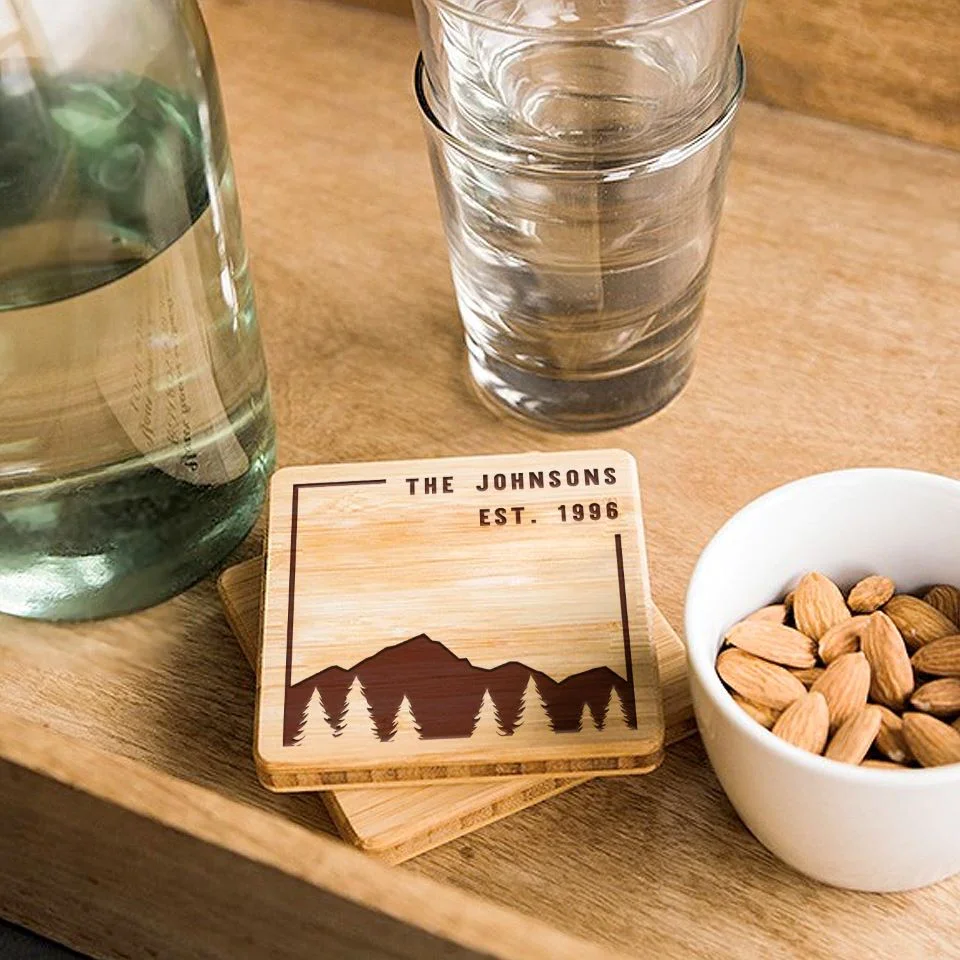 Image of Personalized Mancave Bamboo Coasters