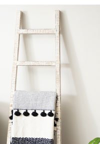 Distressed White Leaning Ladder