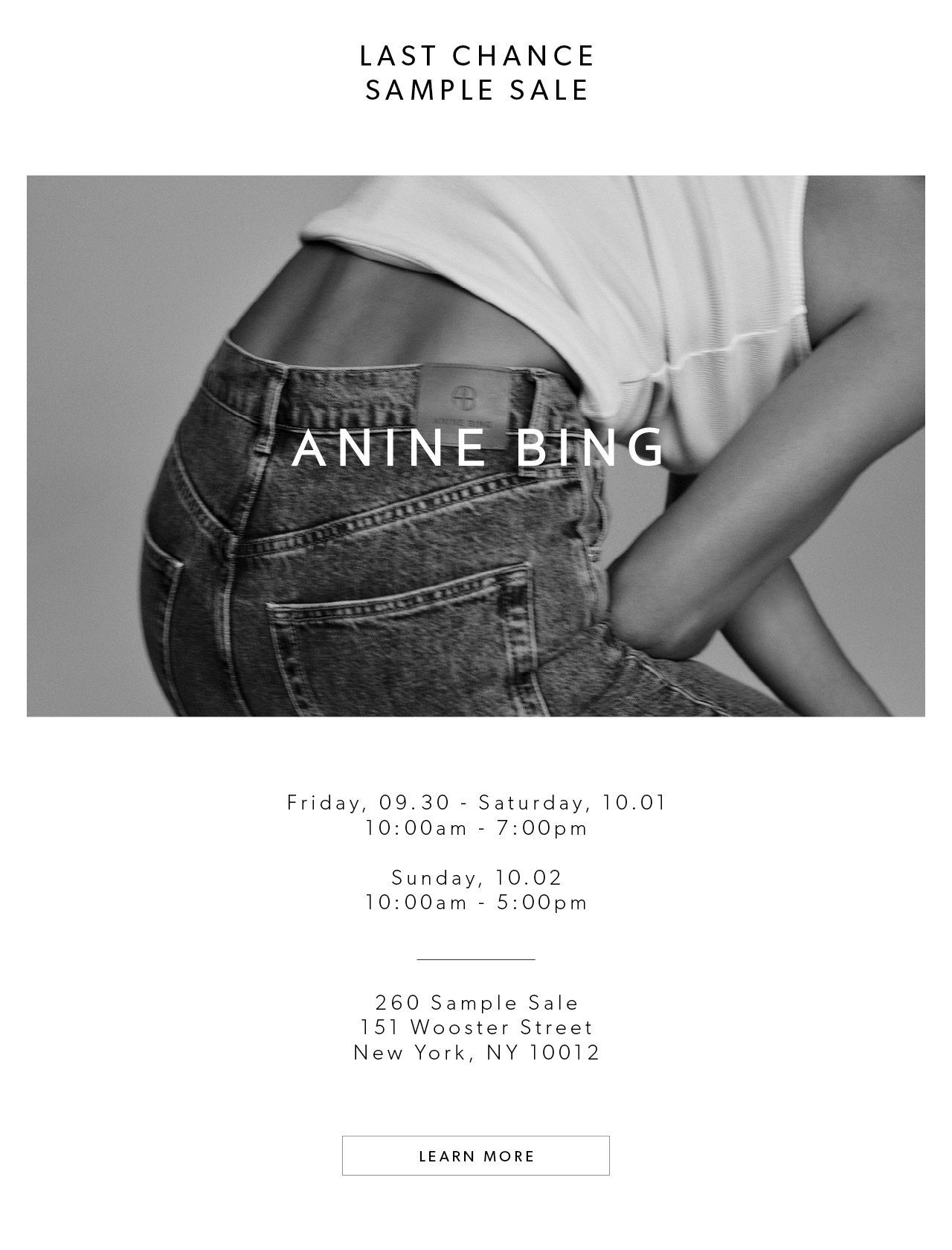 ANINE BING Last Chance Sample Sale Milled