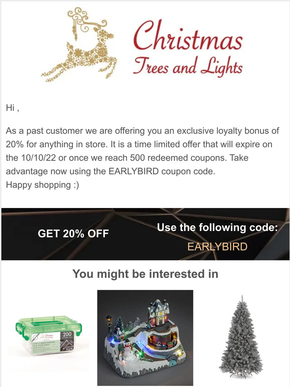 Exclusive offer for  from Christmas Trees and Lights