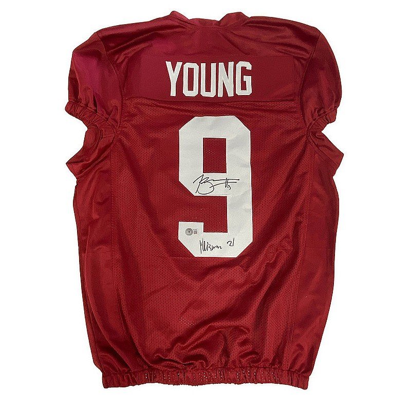 Bryce Young Autographed Signed Alabama Crimson Tide Custom Game-Cut #9 Jersey with Heisman 21 Inscription - Beckett QR Authentic