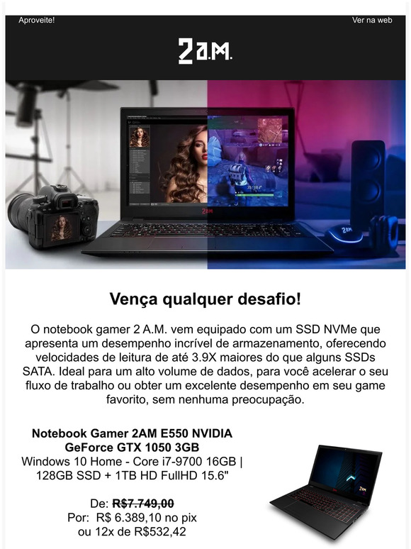 Notebook gamer com 16GB de memória e mais de R$ 1.000,00 OFF? Aqui tem!