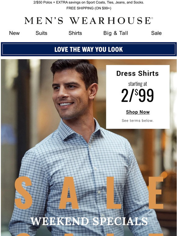 Men's Wearhouse: Weekend Sale starts NOW! Dress Shirts 2/$99 | Milled