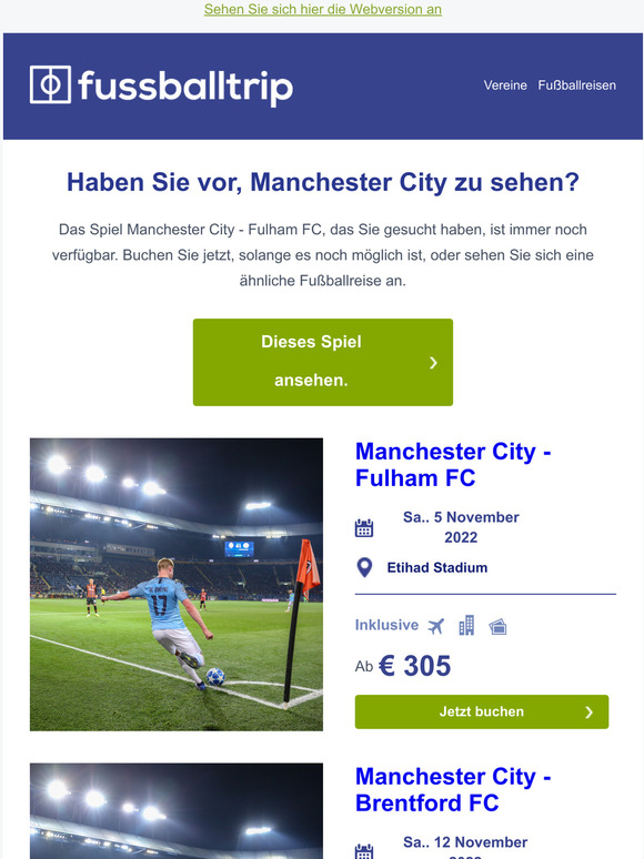 Jetzt immer noch verfügabr: Manchester City - Fulham FC