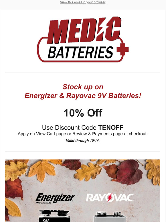 Fall Kick-Off Sale: 10% Off All 9V Batteries!