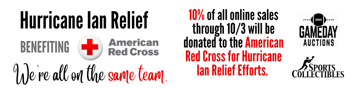 10% of all online sales at SportsCollectibles.com through 10/3 will be donated to the American Red Cross for Hurricane Ian relief efforts. Click here to shop now.