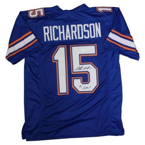 Anthony Richardson Autographed Signed Florida Gators Custom Blue #15 Jersey with Go Gators Inscription - JSA Authentic