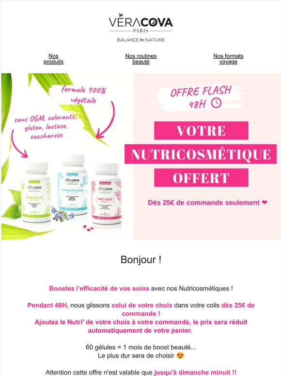 Votre Nutricosmétique offert dès 25€ de commande seulement ! 🥰