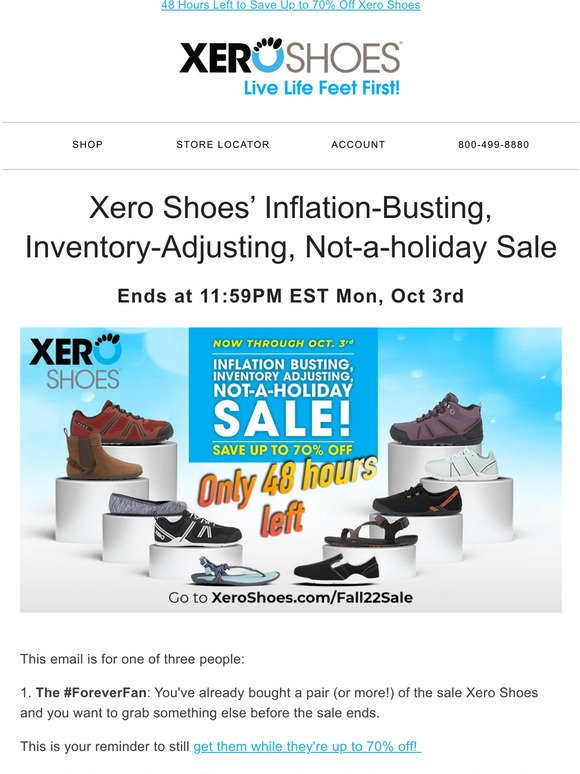 48 HOURS LEFT To Save Up To 70% Off Xero Shoes