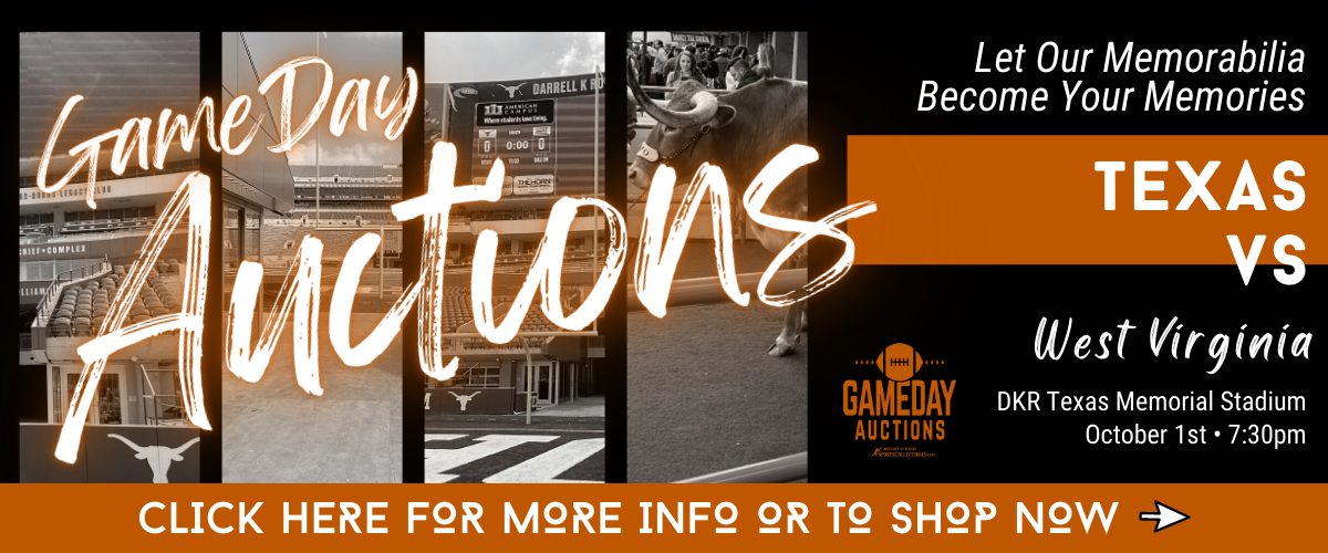 Find our GameDay Auctions at DKR Texas Memorial Stadium on Saturday October 1st in 4 locations! Click here for more info or to shop from Home Now