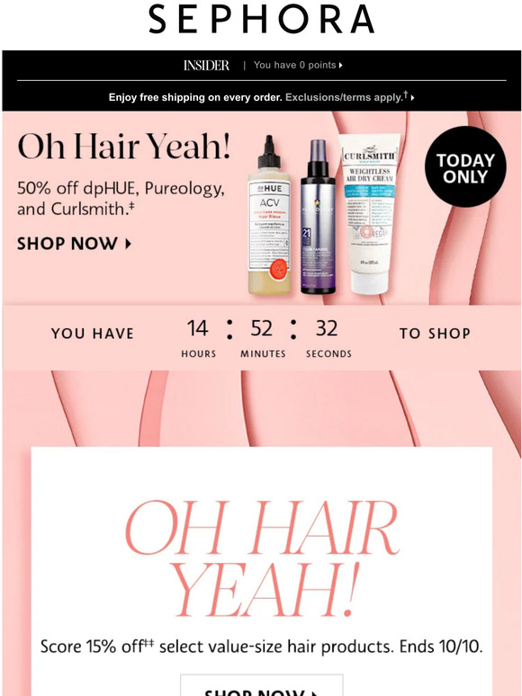 Sephora 15 off valuesize hair products Oh hair yeah! Milled