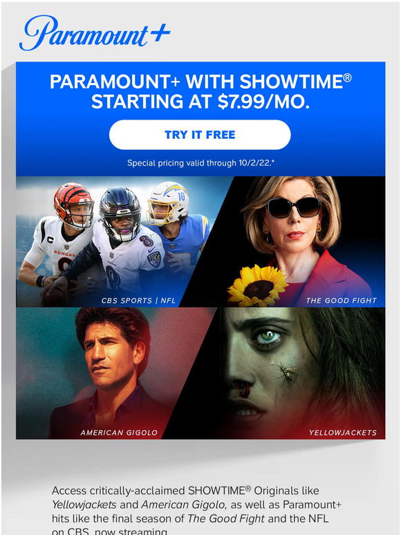 Stream NFL on CBS with exclusive Paramount+ offer