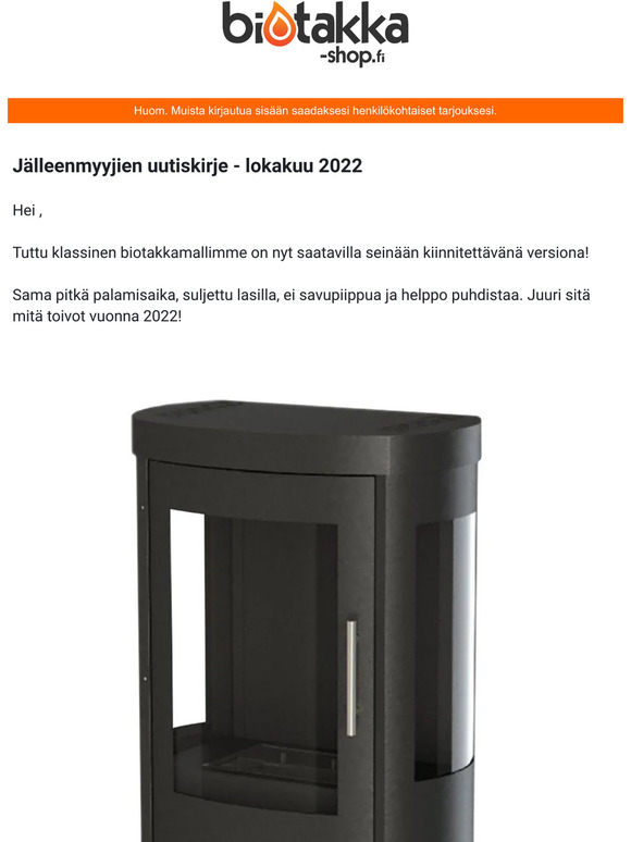 Uutuus - seinään kiinnitettävä biotakka