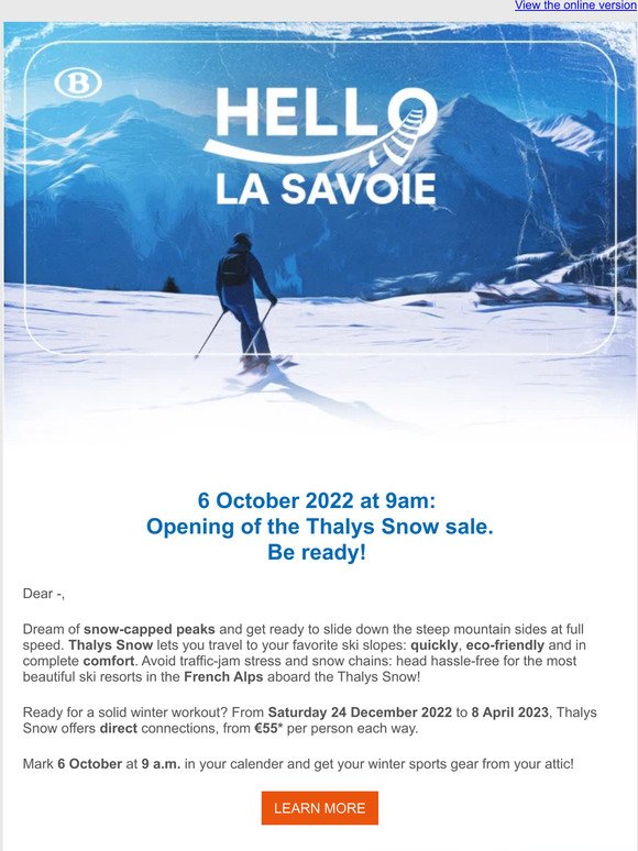 Great news, —, Thalys Snow is coming!