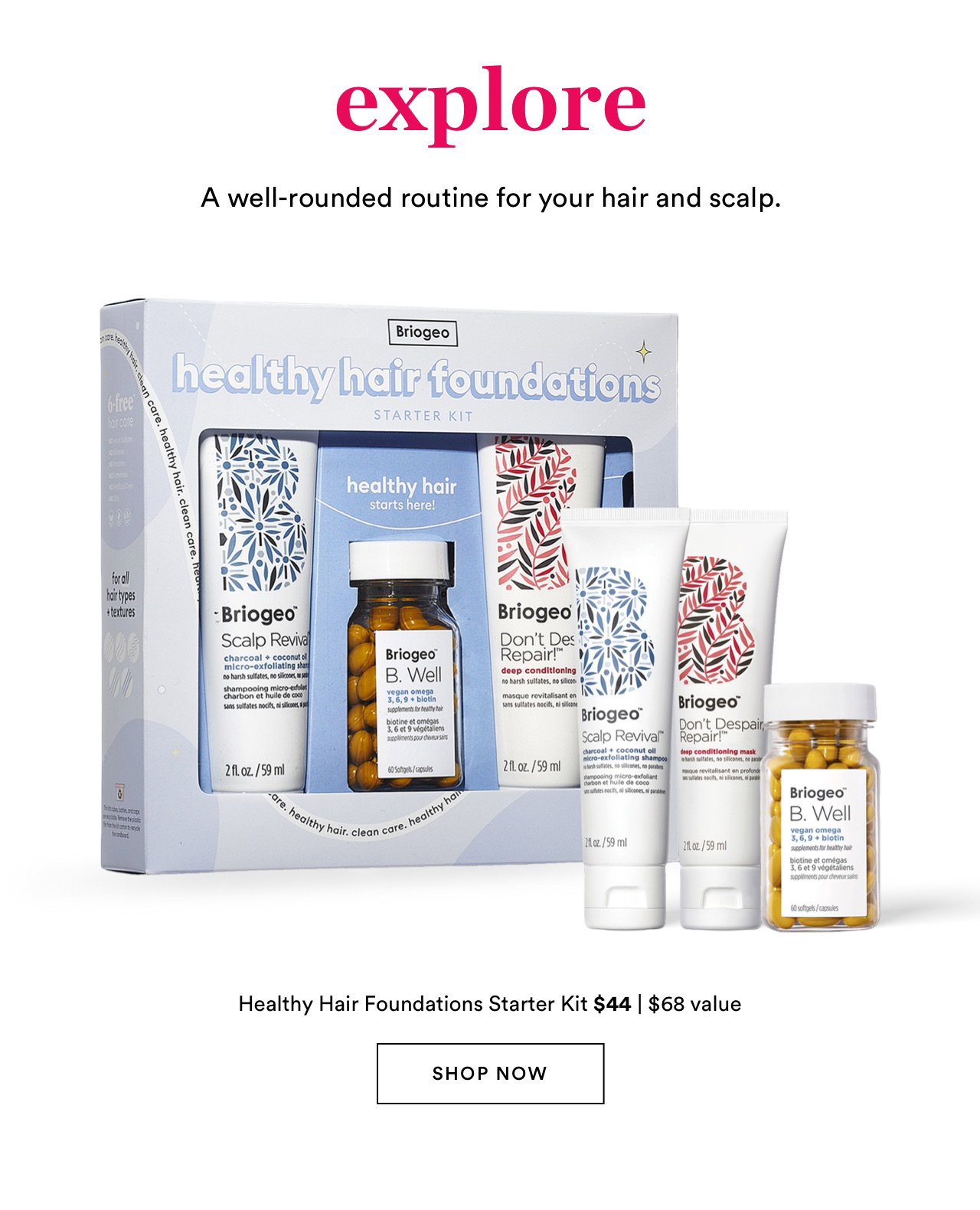Explore | A well-rounded routine for your hair and scalp.