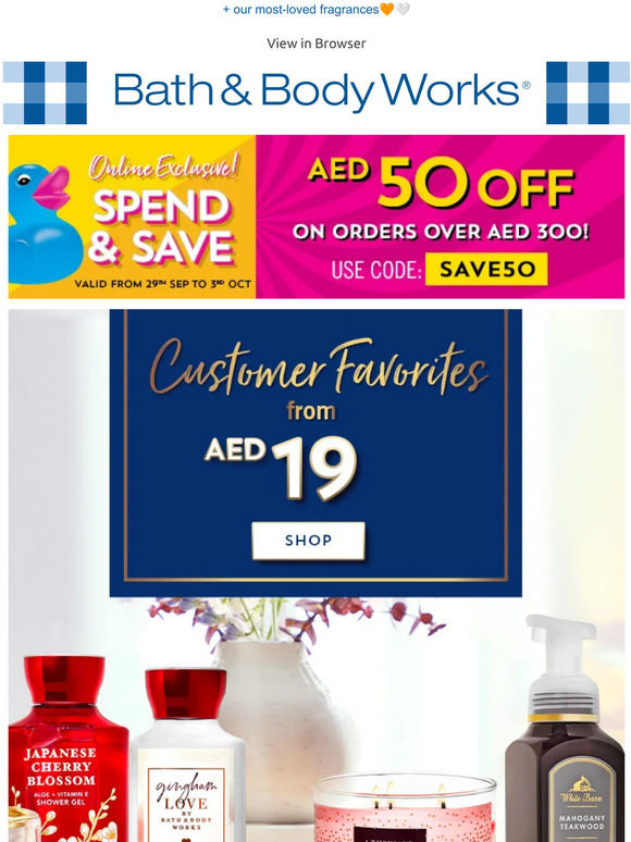Bath & Body Works UAE AED50 Off AED300?! Milled