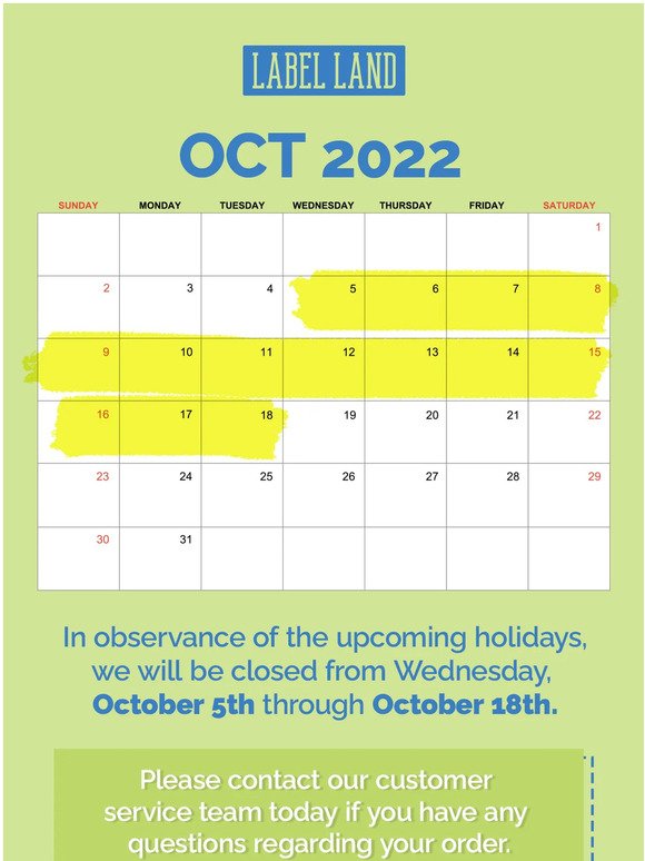 Reminder: October Schedule Update 🤗