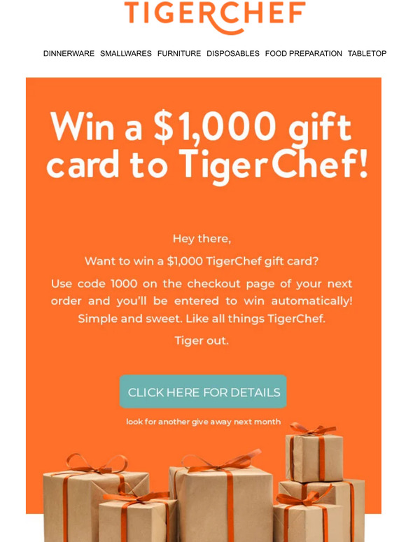 Tiger Chef Win 1,000 to TigerChef! Milled