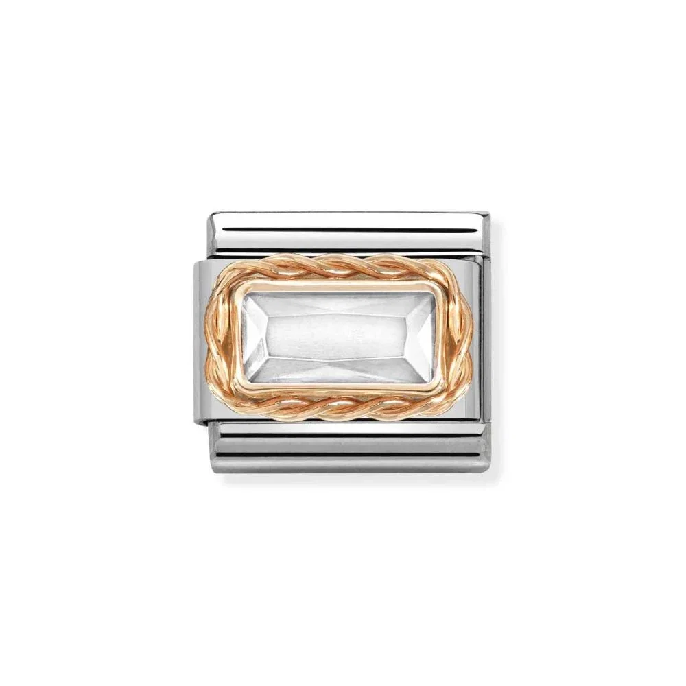 Image of Rose Gold & White CZ Baguette Charm 430604/010