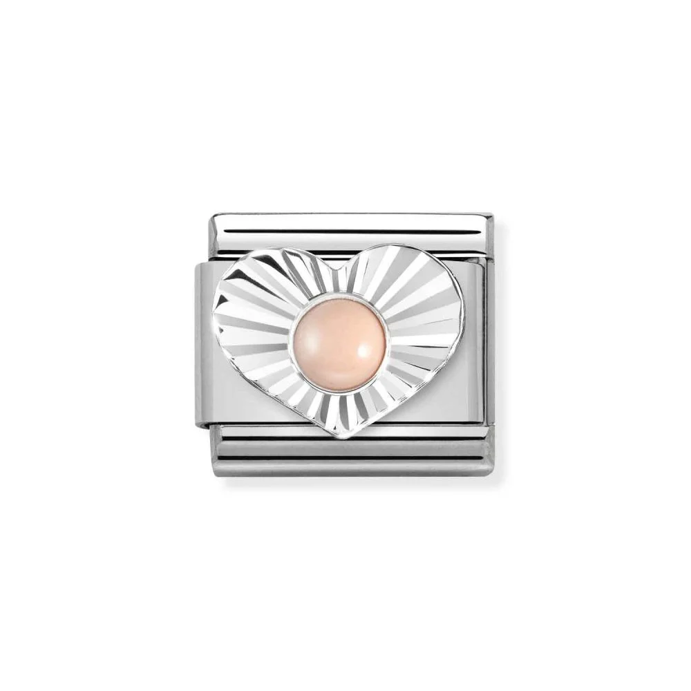 Image of Classic Silver & Pink Coral Heart Charm 330508/10