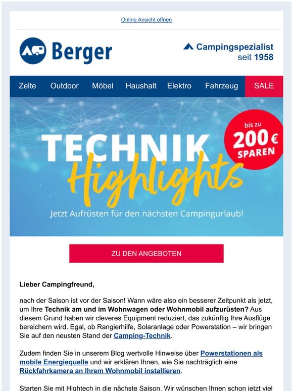 Fritz Berger - Camping und Freizeit: Beste Technik zum Top Preis