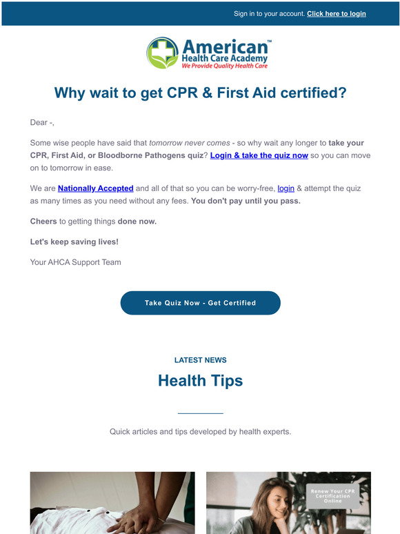American Health Care Academy: Best ⏰ time to take your CPR/First Aid ...